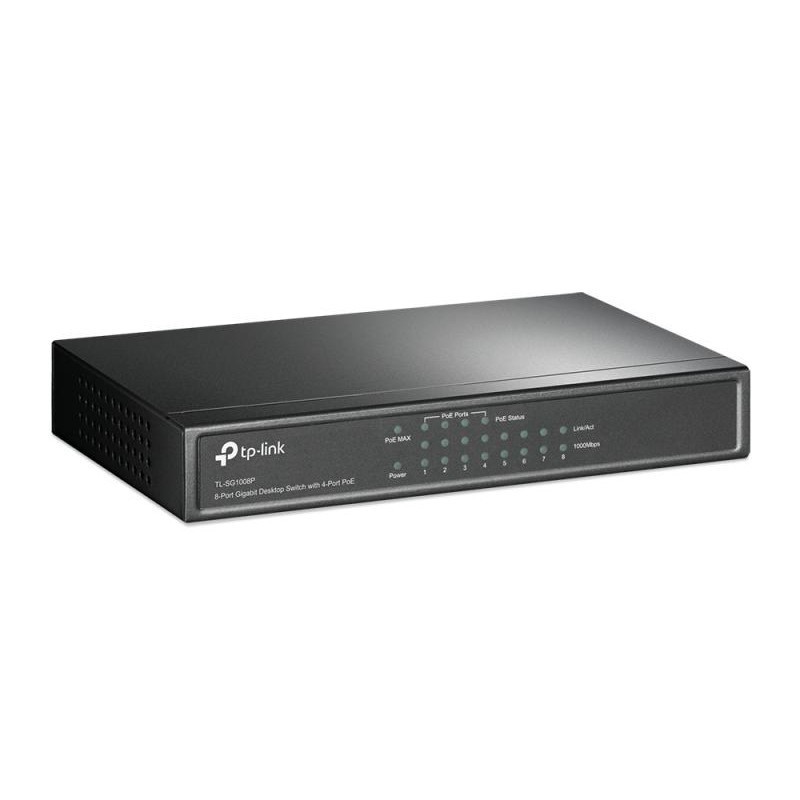 TP-Link TL-SG1008P Géré Gigabit Ethernet (10/100/1000) Connexion Ethernet, supportant l’alimentation via ce port (PoE) Gris 