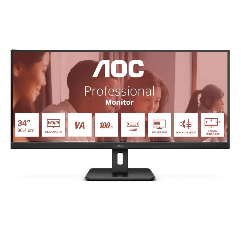 AOC U34E2M écran plat de PC 86,4 cm (34") 3440 x 1440 pixels Wide Quad HD Noir 