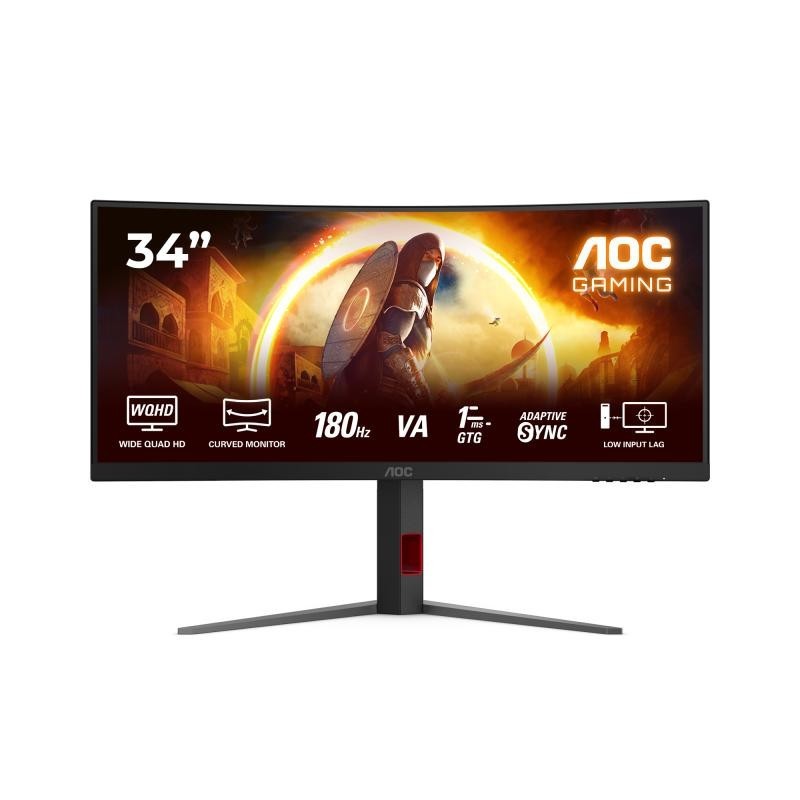 AOC G4 CU34G4 écran plat de PC 86,4 cm (34") 3440 x 1440 pixels Wide Quad HD LED Noir, Rouge 