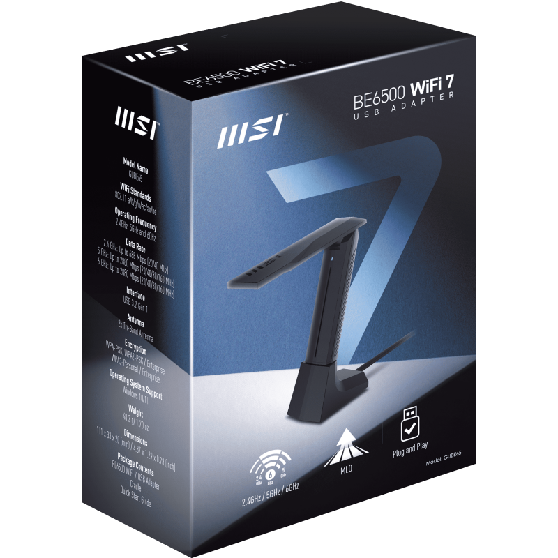 MSI BE6500 WiFi7 USB Stick - Dongle WLAN 2880 Mbit/s 