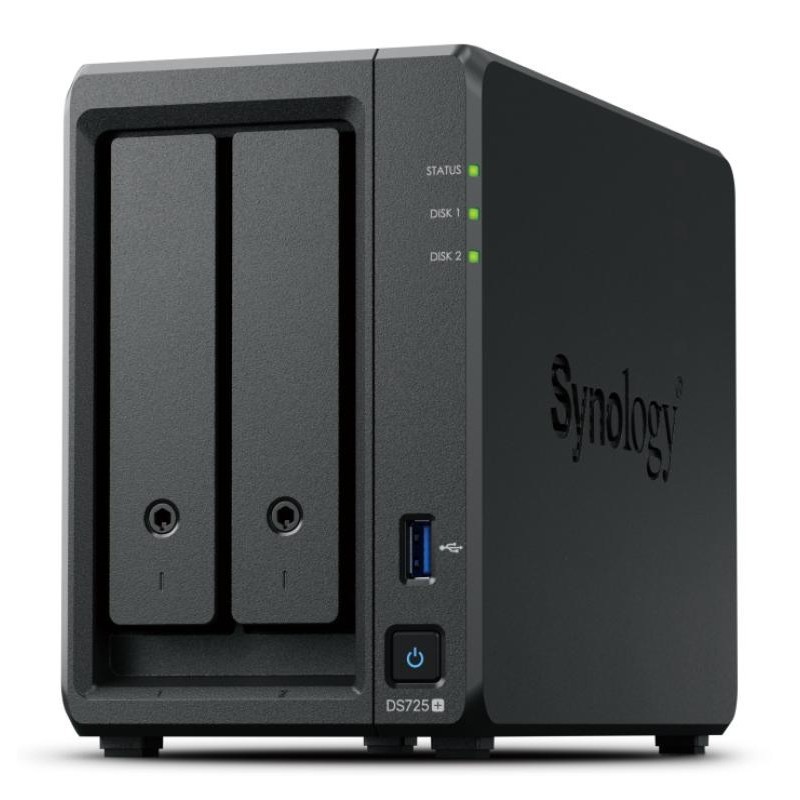 Synology DiskStation DS725+ serveur de stockage NAS Ryzen Embedded R1600 4 Go DDR4 0 To Noir 