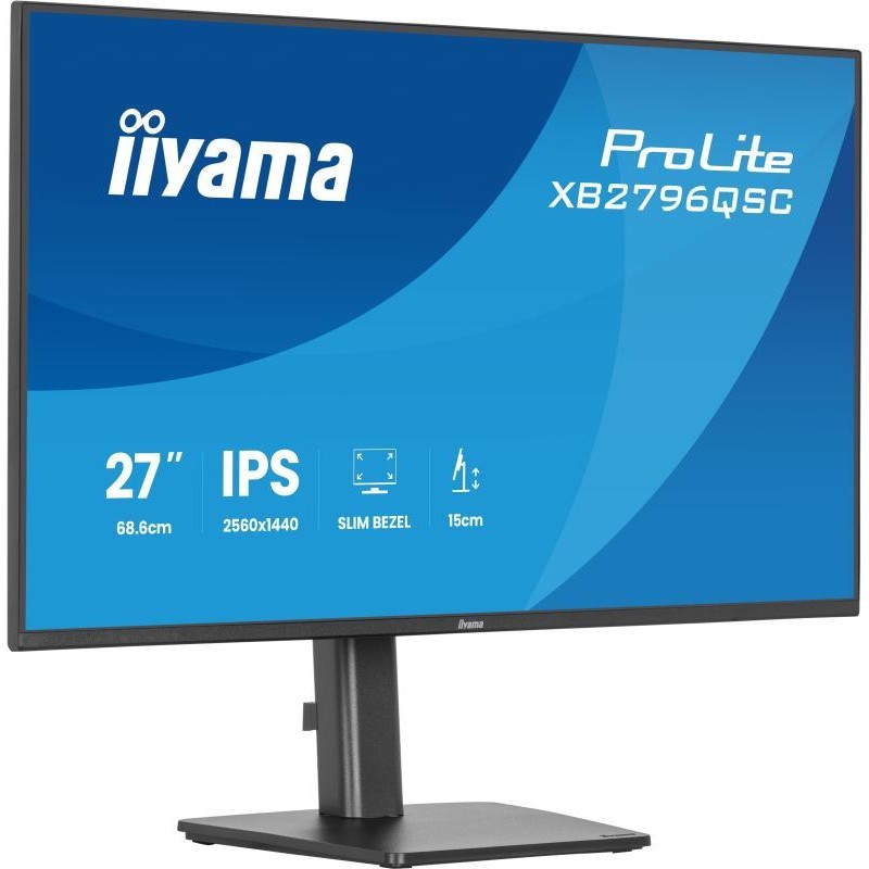 iiyama ProLite XB2796QSC-B1 écran plat de PC 68,6 cm (27") 2560 x 1440 pixels Quad HD LED Noir 