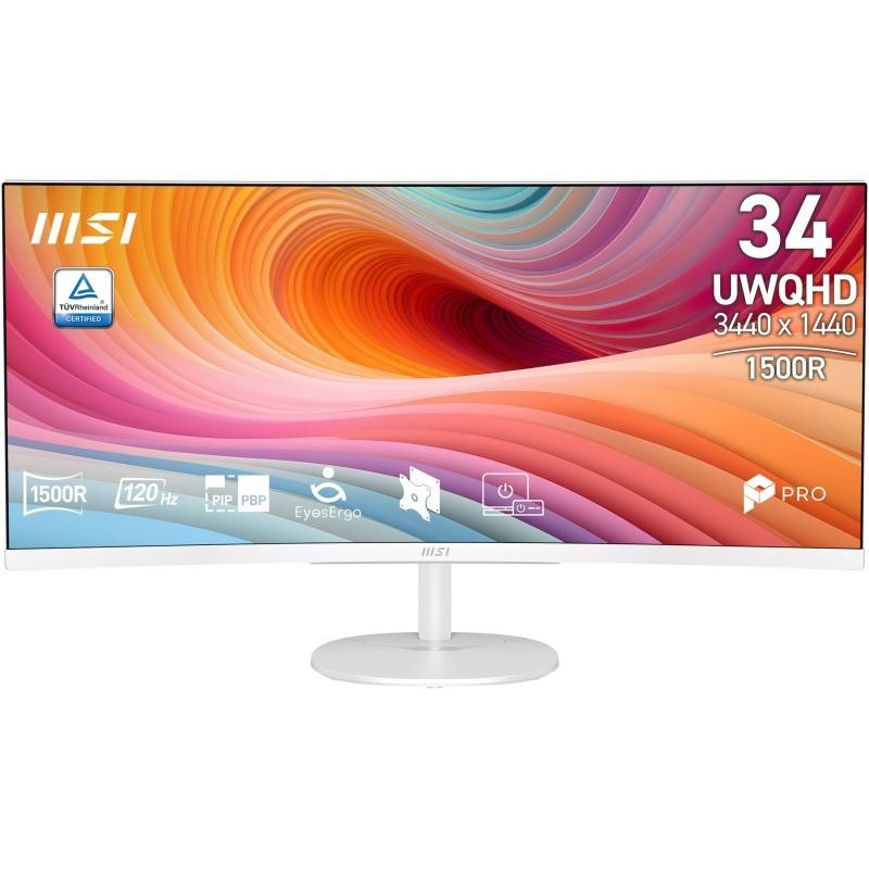 MSI Pro MP341CQW E12 écran plat de PC 86,4 cm (34") 3440 x 1440 pixels UltraWide Quad HD Blanc 