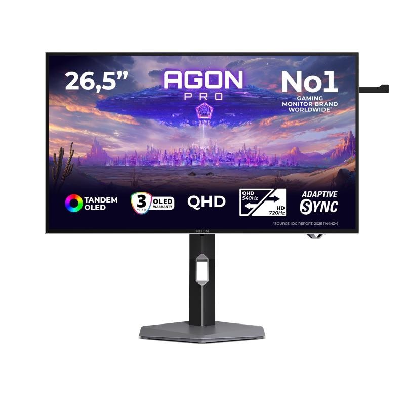 AOC AGON PRO AGP277QKDC écran plat de PC 67,3 cm (26.5") 2560 x 1440 pixels Quad HD OLED Gris 