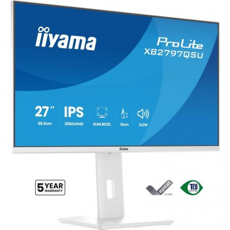 iiyama ProLite XB2797QSU-W1 écran plat de PC 68,6 cm (27") 2560 x 1440 pixels Quad HD LED Blanc 