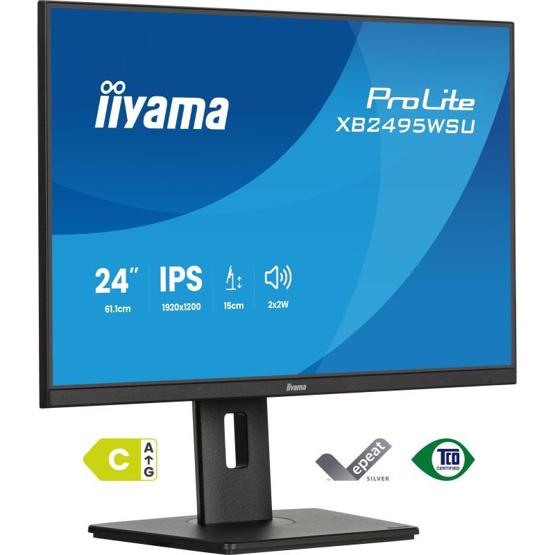 iiyama ProLite XB2495WSU-B1 écran plat de PC 61,2 cm (24.1") 1920 x 1200 pixels WUXGA LCD Noir 