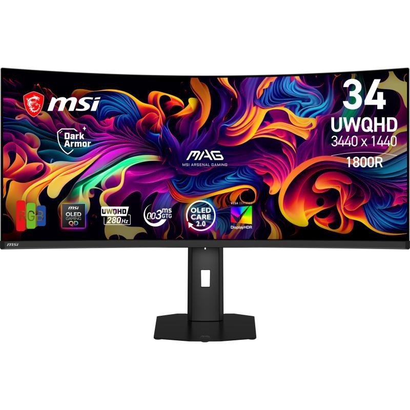 MSI MAG 341CQP QD-OLED X28 écran plat de PC 86,4 cm (34") 3440 x 1440 pixels UltraWide Quad HD Noir 