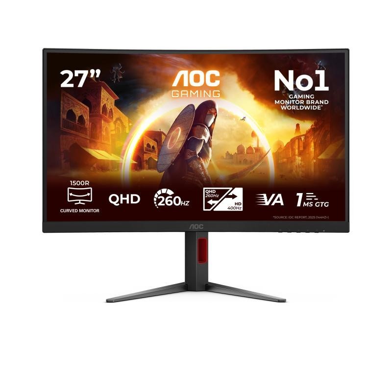 AOC G4 CQ27G4Z2AD écran plat de PC 68,6 cm (27") 2560 x 1440 pixels Quad HD LED Noir, Rouge 