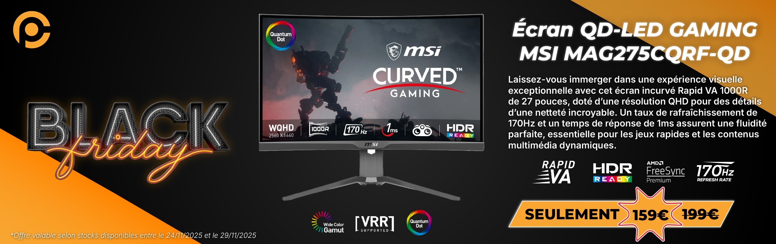 ECRAN GAMING MSI MAG 275CQRF-QD